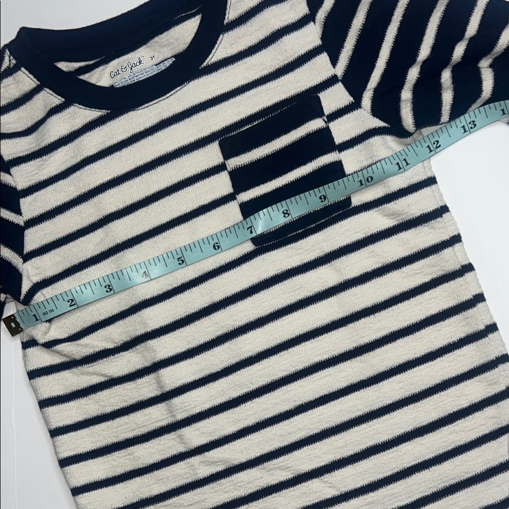 Cat & Jack Navy and White Striped Long Sleeve Tee - Picture 5 of 7